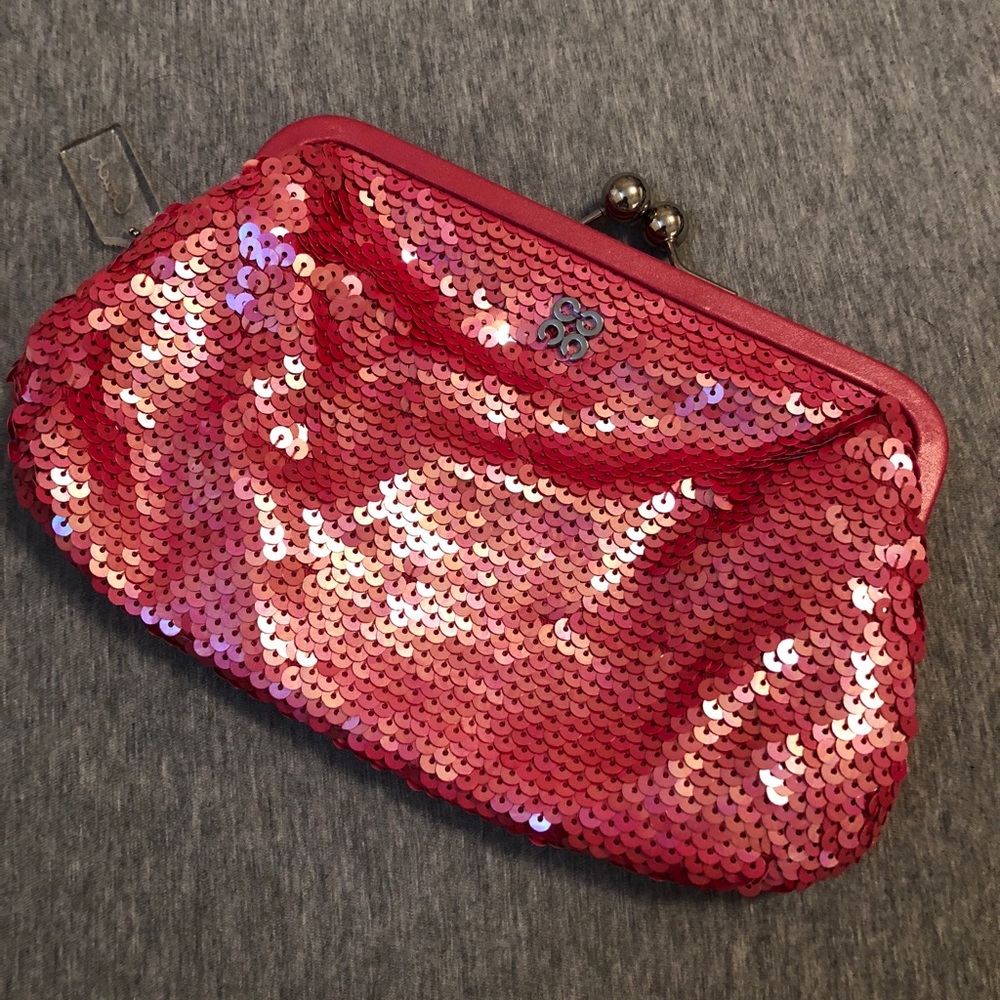Coach Pink Sequin Clutch ~rare~